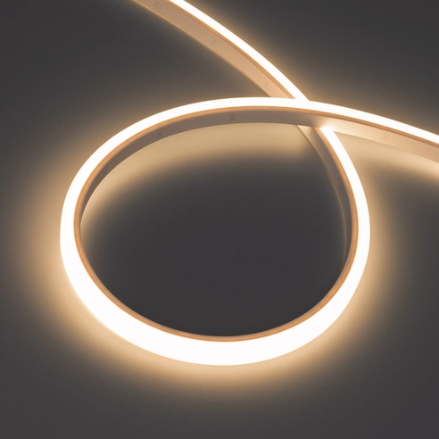 Лента герметичная WAVE-TOP-PU-A144-10x10mm 24V Warm3500 (5 W/m, IP68, 5m, wire x2) (Arlight, Вывод боковой, 3 года)