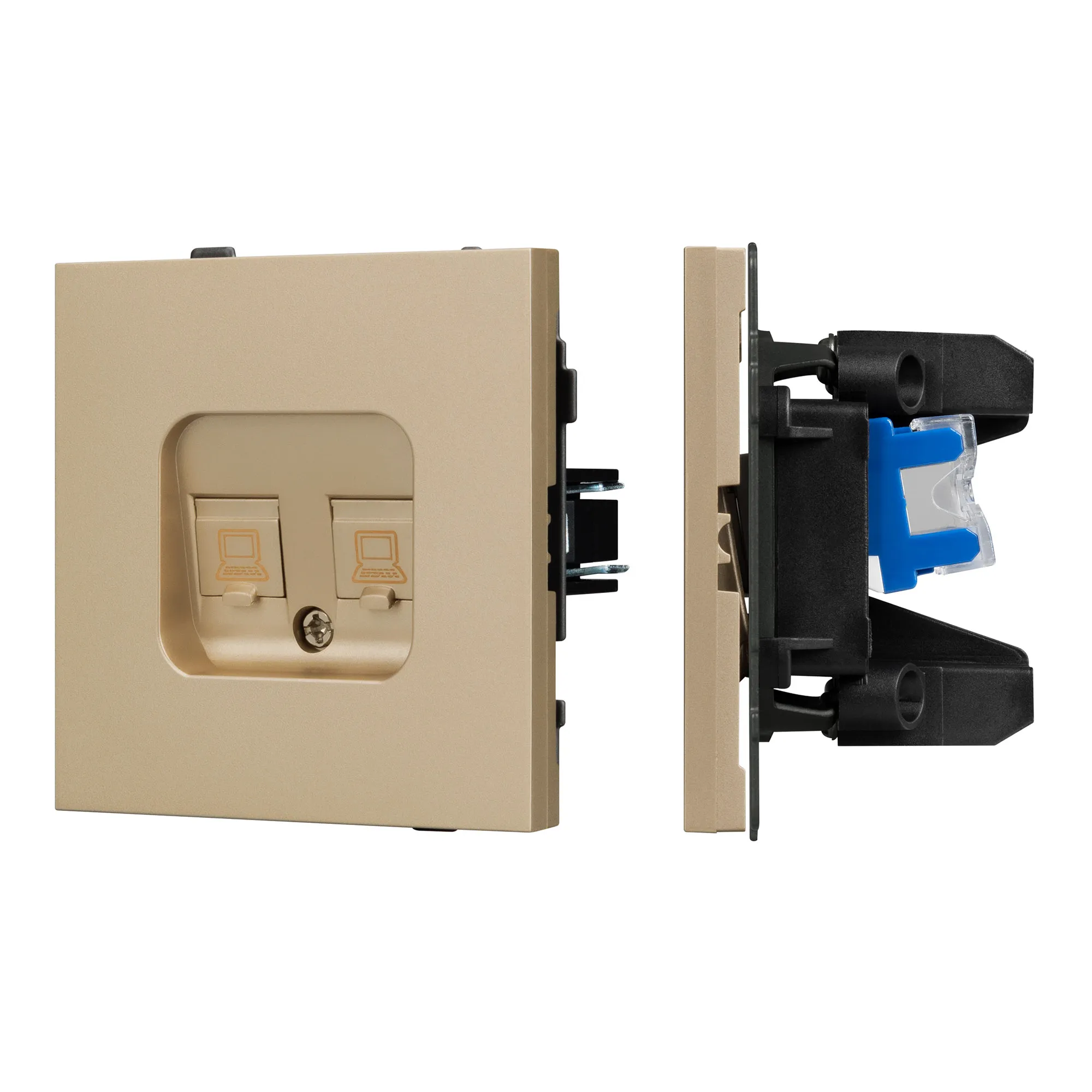 Механизм компьютерной розетки двойной SCT-TENDO-MPC2-SFPL-GD (RJ-45, CAT6) (Arlight, -) - изображение товара