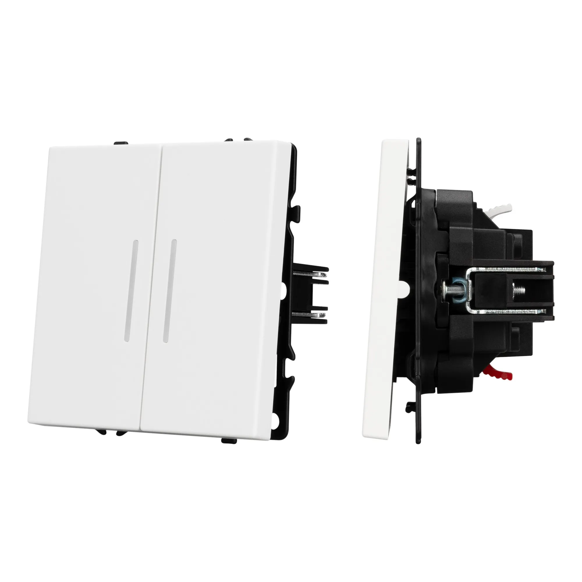 Механизм выключателя двухклавишный проходной LED SWT-NOBE-MKP2-SFPL-L-WH (230V, 10A) (Arlight, -) - изображение товара