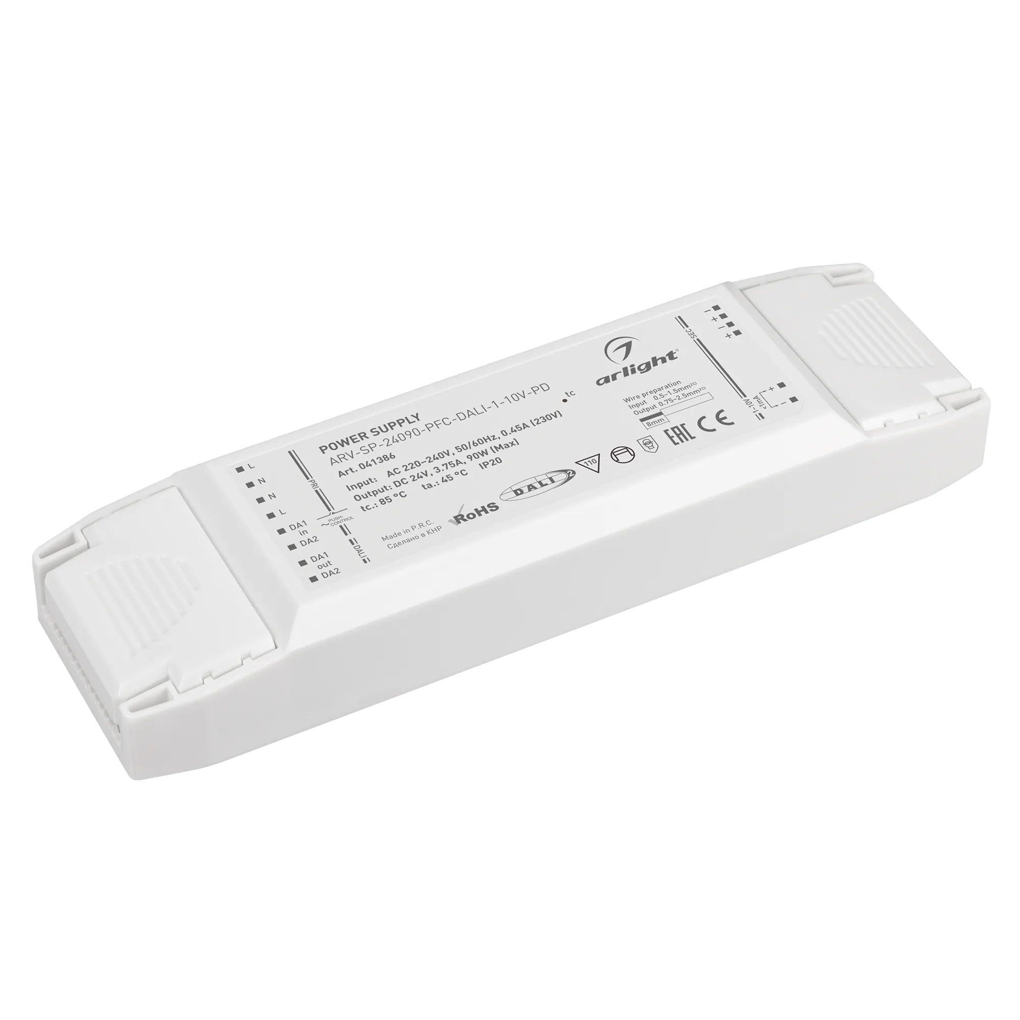 Блок питания ARV-SP-24090-PFC-DALI-1-10V-PD (24V, 3.75A, 90W) (Arlight, IP20 Пластик, 5 лет) - изображение товара
