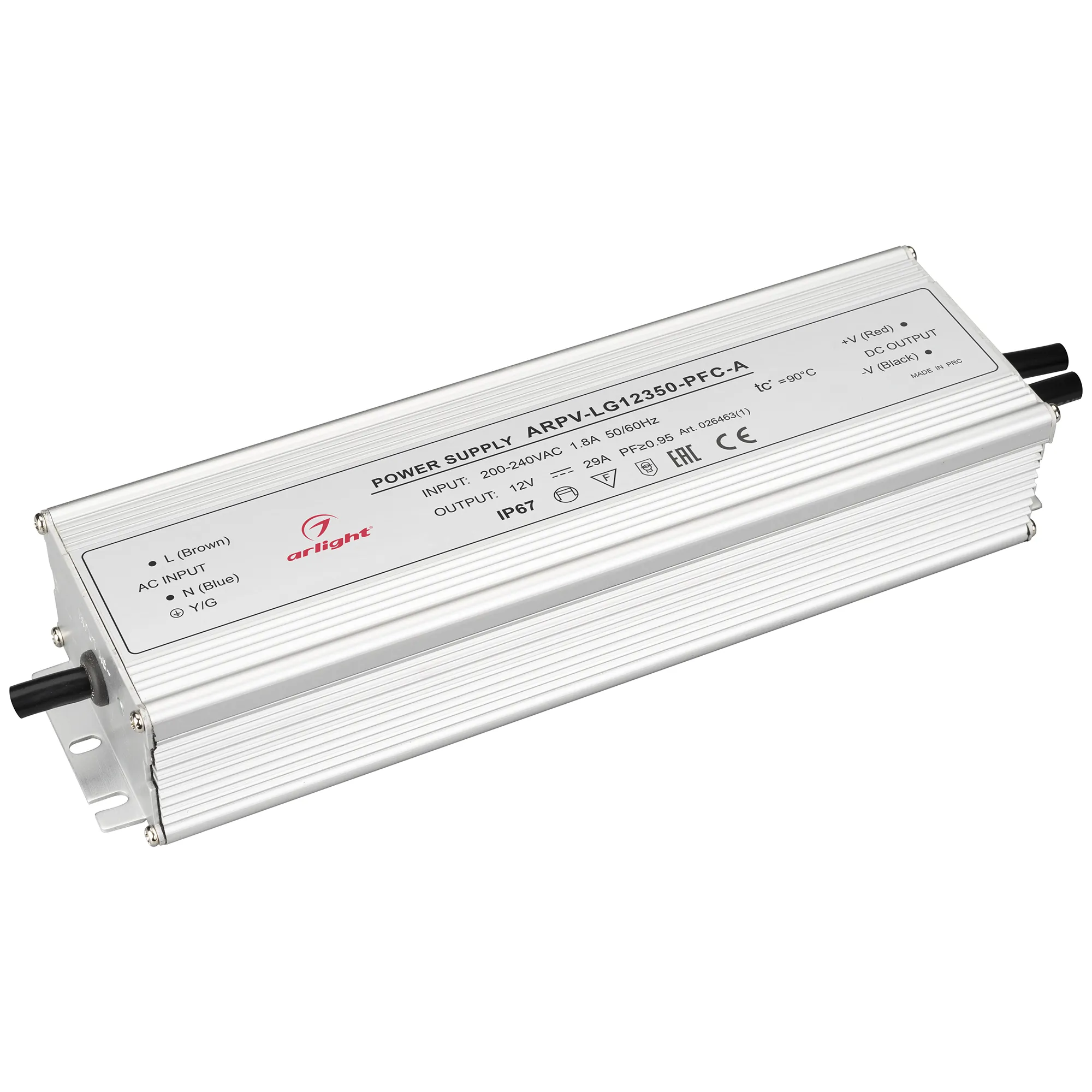 Блок питания ARPV-LG12350-PFC-A (12V, 29.0A, 350W) (Arlight, IP67 Металл, 5 лет) - изображение товара